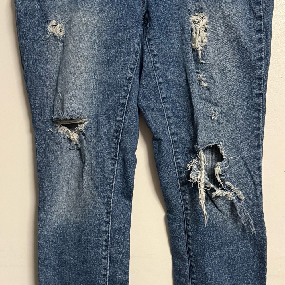Maurices Blue Straight Leg Jeans with Distressed Details
